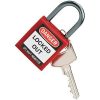 Bizline <br> Cadenas de consignation nylon avec anse aluminium 38 mm rouge <br> Réf BI :  BIZ230111 <br> Réf Fab :  230111 <br> EAN13 :  3700882116949