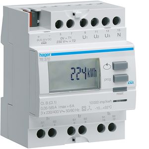 BIHAGTE370_image_2 Hager Compteur tri via transformateur d'intensité 50 à 6000/5A sortie KNX Réf Rexel : BIHAGTE370 Réf Fab : TE370 EAN13 : 3250615853707