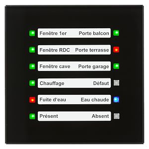 MDT Écran LED en finition verre KNX, noir. Avec 12 LED RGB. Partie arrière noire.   Réf Rexel : BIMDTSCN-GLED1S.01S    Réf Fab : SCN-GLED1S.01S  EAN13  : 4251916113568