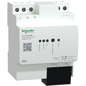 Schneider Electric SpaceLogic KNX - Alimentation - 640mA - avec alim aux et contact de diagnostic  Réf Rexel : BISCHMTN6513-1202    Réf Fab :  MTN6513-1202   EAN13 :    3606481902825