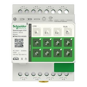 Schneider electric  Actionneur mixte SpaceLogic KNX - commutation volet/store, 8 sorties 10AX/16AC1, master, Secure   Réf BI :  BISCHMTN67050008S   Réf Fab :  MTN67050008S   EAN13 :  3606487044109