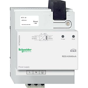 Schneider Electric KNX - alimentation de bus - 640mA max - 64 participants - 8 pas de 9mm  Réf Rexel : BISCHMTN684064    Réf Fab :  MTN684064   EAN13 :    3606485104942