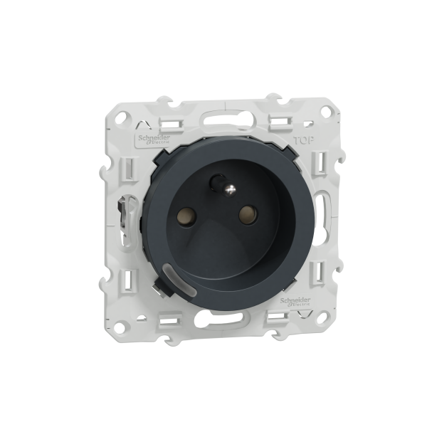 Schneider Electric Wiser Odace - Prise 2P+T connectée - 16A - zigbee - Anthracite  Réf Rexel : BISCHS540559  Réf Fab :  S540559  EAN13 :   3606481038203