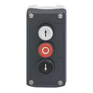 Schneider electric Harmony boite - 3 boutons poussoirs D=22 - blanc /rouge /noir   Réf Rexel : BISCHXALD324   Réf Fab :  XALD324    EAN13 :  3389110114546