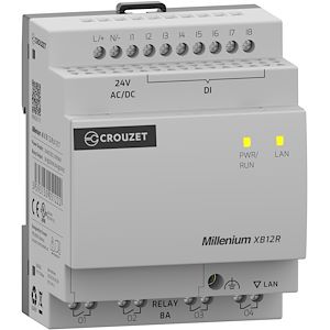 CROUZET Contrôleur logique Millenium, 12 E/S, 24VAC/DC, sans écran  Réf Rexel : BICRTMXB12RU1ET   Réf Fab : MXB12RU1ET   EAN13  :3593150051222
