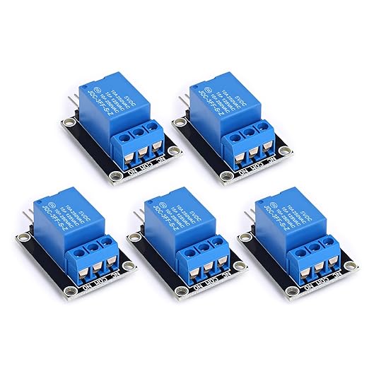 Xinsheinelry Lot de 5 modules relais monocanaux avec interfaces standard contrôle électronique pour intégration dans des projets contrôle électronique    Réf Fab :  Xinsheinelry    ASIN  :  B0F25CSRQ4