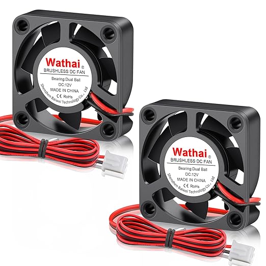 Wathai Lot de 2 petits ventilateurs de refroidissement 40 mm x 10 mm CC 12 V 6500 tr/min double boule sans balais 12 V pour imprimante 3D, amplificateur, boîtier d'ordinateur, chargeurs de batterie   RefFabricant:  Wathai  ASIN: B0C6XRRZNR