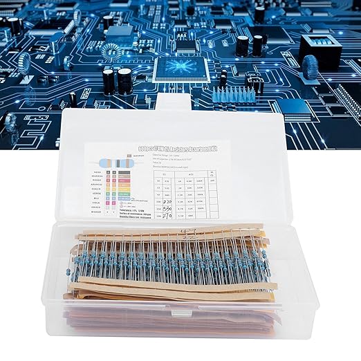 HANHEFLY Kit de résistances 600 pièces, composants à film métallique, 1 4 W, 30 valeurs, 10 Ω à 1 MΩ  Réf BI : BI‎HANHEFLYg2eix4vcn9  Réf Fab :  HANHEFLY   ASIN:  B0FCR9N2F1