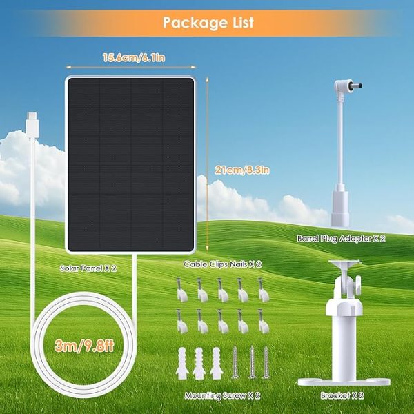 Aothaigro Panneau solaire pour caméra Ring - Chargeur solaire 6 W pour caméra Ring Stick Up et toute nouvelle caméra Spotlight Cam d'extérieur sans fil (batterie), charge rapide, support réglable, câble de 3 m   ref Fabricant:  Aothaigro    ASIN:  B0FS7WGR1Y