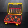 HÖGERT TECHNIK Lot de 12 outils électriciens isolés 1000 V tournevis manuel, tournevis plat et cruciforme, pinces, test de tension, coffret en plastique